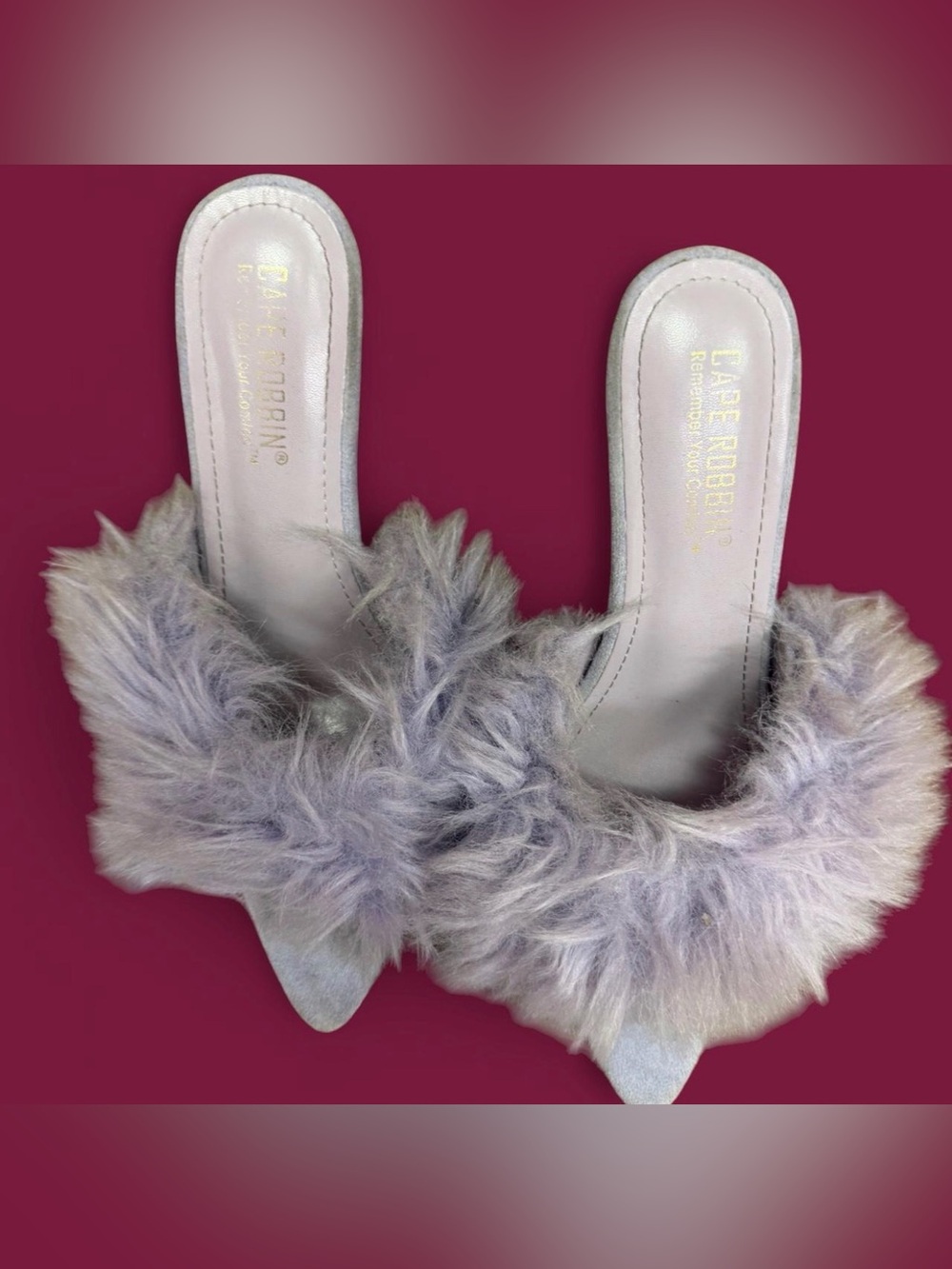 Cape Robbin Lavender Faux-Fur Pointed Slide Heels
